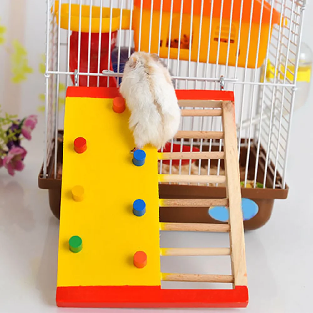Small Pet Squirrel Hamster Toy Rat Colorful Guinea Pig Wooden Multi Purpose Rest Lightweight Climbing Ladder Non Toxic Play Fun