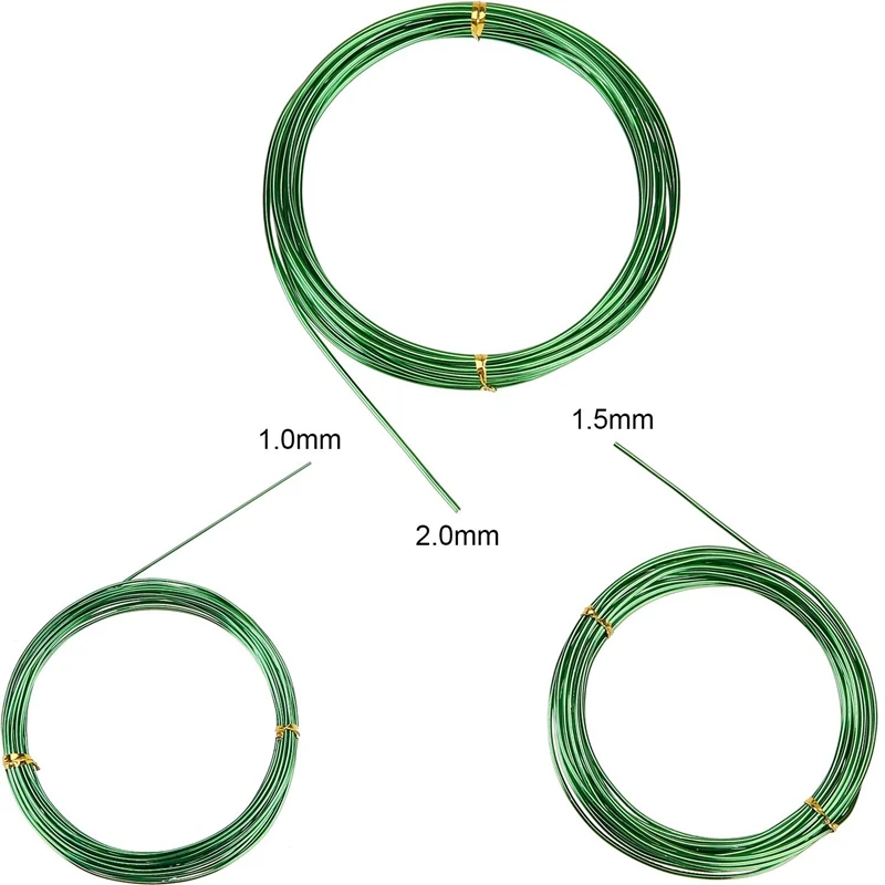 9 Rolls Bonsai Wires Anodized Aluminum Bonsai Training Wire with 3 Sizes(1.0 Mm,1.5 Mm,2.0 Mm),Total 147 Feet(Green