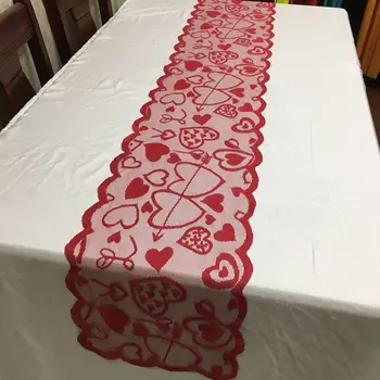

New Heart Tablecloth Table Runner Wedding Dinner Banquet Home Decoration Red Valentines Day Table Runner Banquet Home Decoration