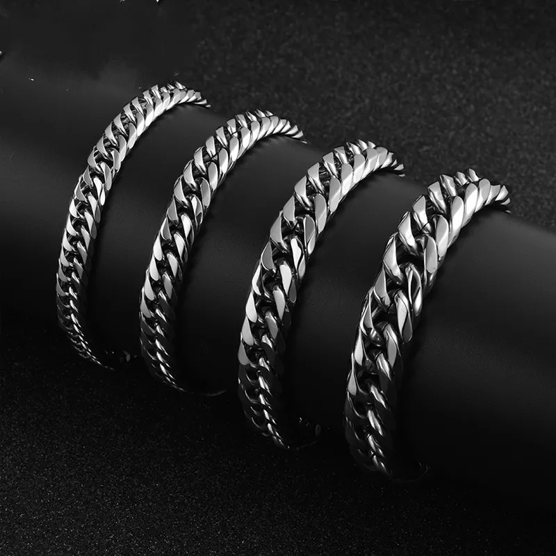 Roestvrij staal polijsten heren браслет mannelijke cubaanse звено цепи op ручной аксессуар человек ketting armband mannen \ x27s