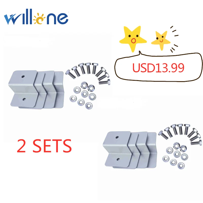 Willone 2 комплекта Солнечная панель Z Кронштейн Монтажный набор RV лодка вне сетки