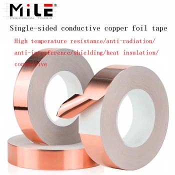 

MILE 30 Meters Single Side Conductive Copper Foil Tape Strip Adhesive EMI Shielding Heat Resist Tape 10mm 15mm 20mm