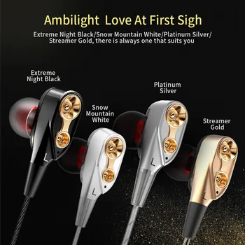 

QKZ CK8 Earphone Double Unit Drive 3.5mm In Ear Headset Dual-Dynamic HiFi Wired Gaming Music Microphone Earbuds