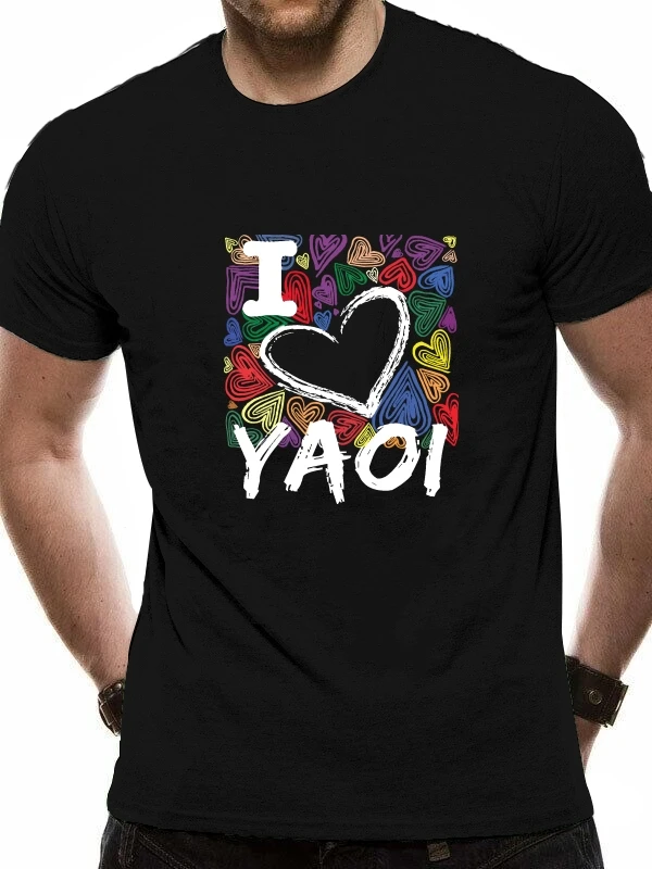 Рубашка I Love Yaoi для влюбленных манги модная футболка с круглым вырезом и коротким