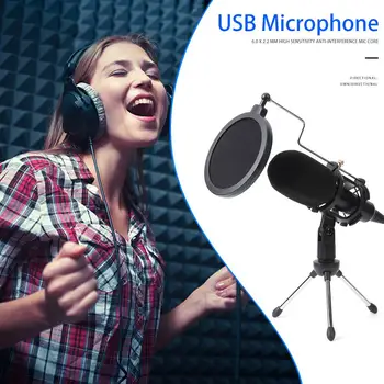 

USB Microphone Wired Condenser for Phone PC Skype Studio Microphone Studio Mic with Stand Clip USB Microfone Karaoke Mic