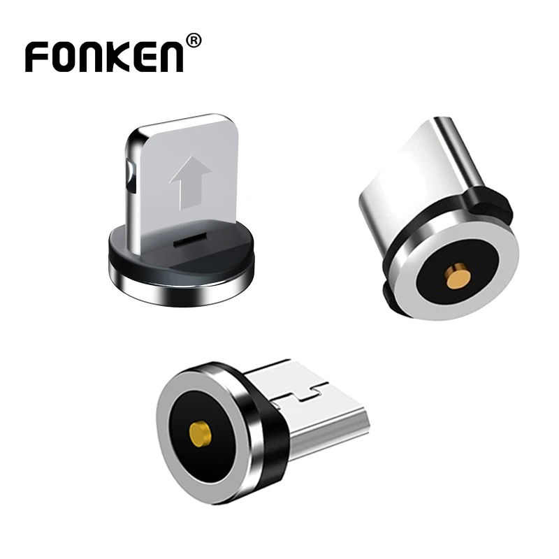 FONKEN 3 шт. Круглый Магнитный кабель с наконечником Micro USB зарядный разъемом Type C