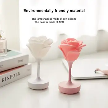 

LED Night Light USB Rechargeable Rose Shape Silicone Romantic Table Lamp For Bedroom Valentine's Day Gift
