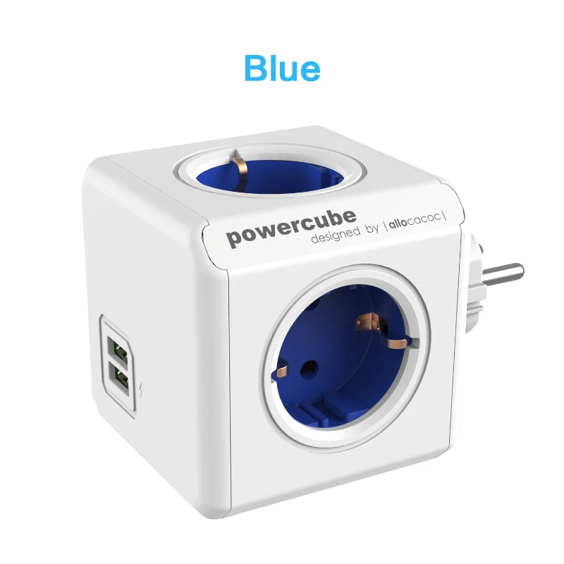 ЕС умная розетка, дорожный адаптер, электрическая вилка, конвертер, 2 USB, 4 розетки, удлинитель, мульти-домашняя зарядная розетка - Цвет: blue 2 USB