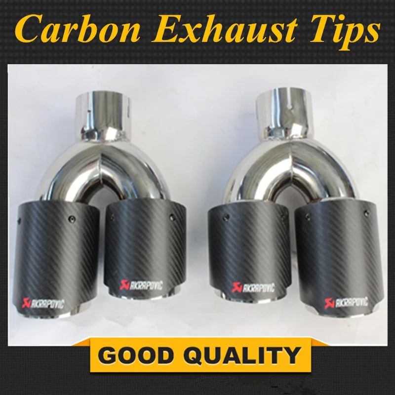 

A Pair Dual Stainless Akrapovic exhaust tip Carbon Fiber tailpipe Inlet 2.5"Outlet 3.5" car-styling exhaust muffler tip