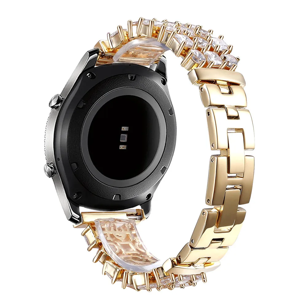 Ремешок для samsung Galaxy Bling Diamond Watch gear S3 Frontier классический ремешок из нержавеющей стали для Galaxy Watch 46 мм браслет - Цвет ремешка: Золотой