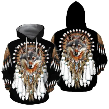 

Native American Indian Wolf 3D Hoodies Men vintage Streetwear Jacket Retro Pullovers Sweatshirts Outwear New Gothic Tops Clothes
