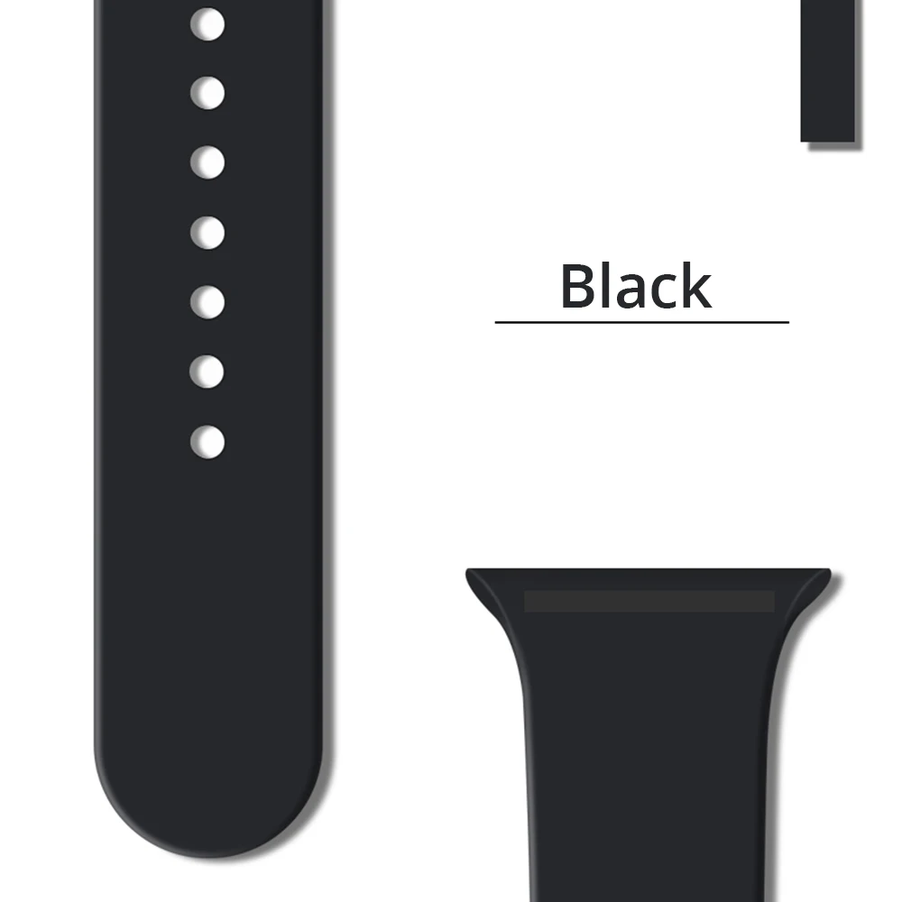 Black Спортивный силиконовый ремешок для Apple watch, версии 5 серии 4 44 мм 40 мм, сменный ремешок для наручных часов, ремешок для наручных часов Iwatch 3/2/1, 42 мм, 38 мм - Цвет ремешка: Black