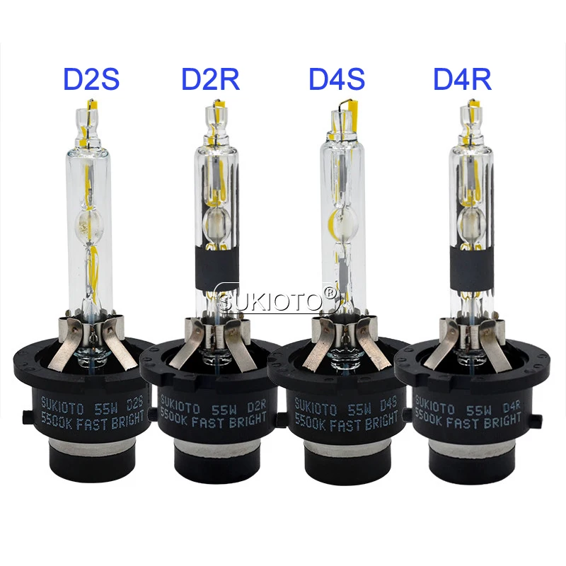 SUKIOTO 2020 New 2PCS OEM 55W D2S D2R D4R D4S Xenon HID Bulbs Fast Bright 5500K D2 D4 Auto Car Headlight Replacement Bulb Lamps