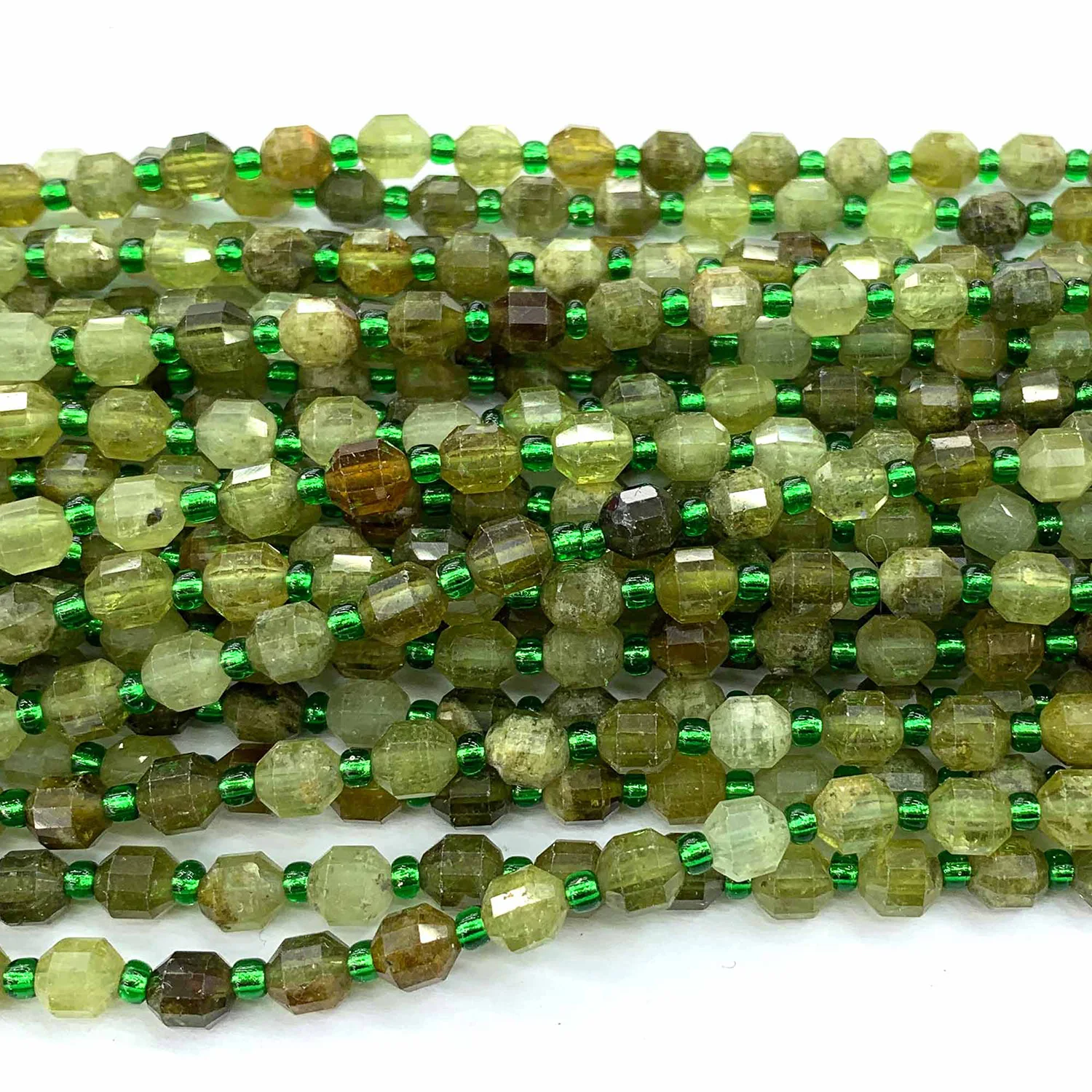 Veemake Grüner Granat Tsavorit DIY Halskette Armbänder Ohrringe Natürlicher Hartschliff Facettierte Scharfe Energiesäulenperlen Schmuck 06612 – Detail 2