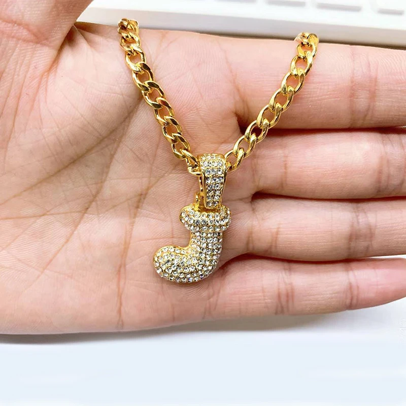 QITIAN Bling A-Z, заказное ожерелье с буквами, кулон, стразы, мужские CZ хип-хоп теннисные цепочки, Подарочные ожерелья украшения