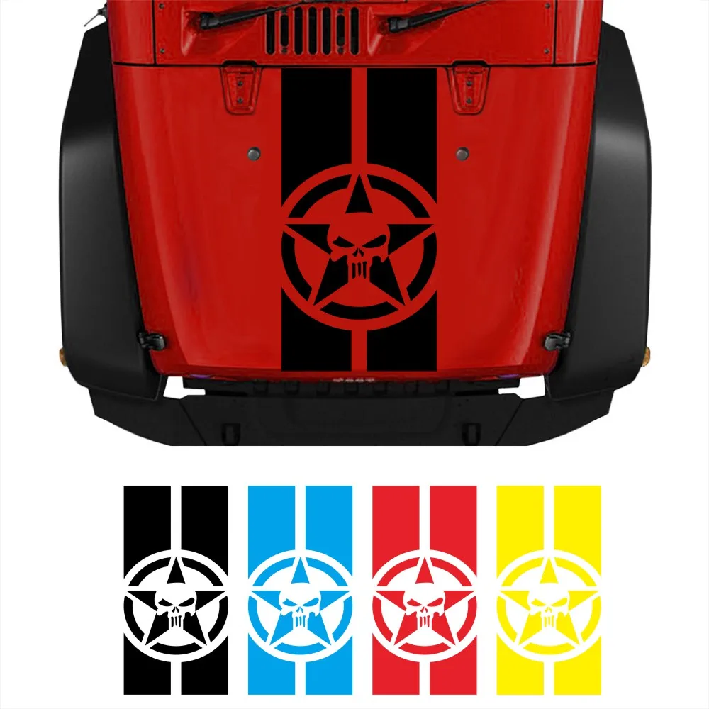 Для Jeep Wrangler JK TJ Авто Передняя головка крышки двигателя отделка наклейки Череп