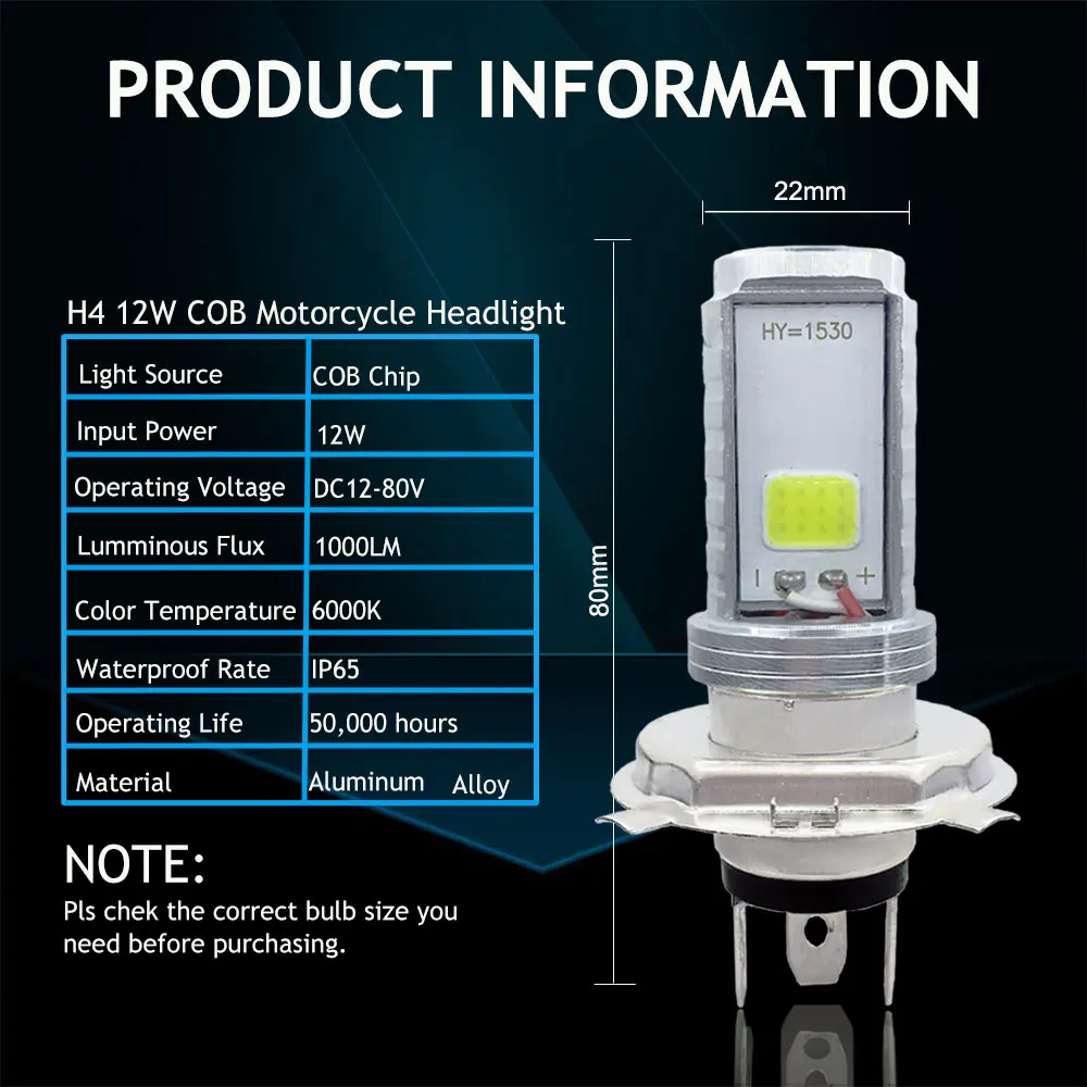 Motorcycle Headlight Motorcycle LED Lights LED Motorcycle Lights LED Lights Motorcycle Driving Lights 1pcs Moto H4 Headlight Bulb HS1 Scooter Light Hi-Lo Beam 6500K 12V