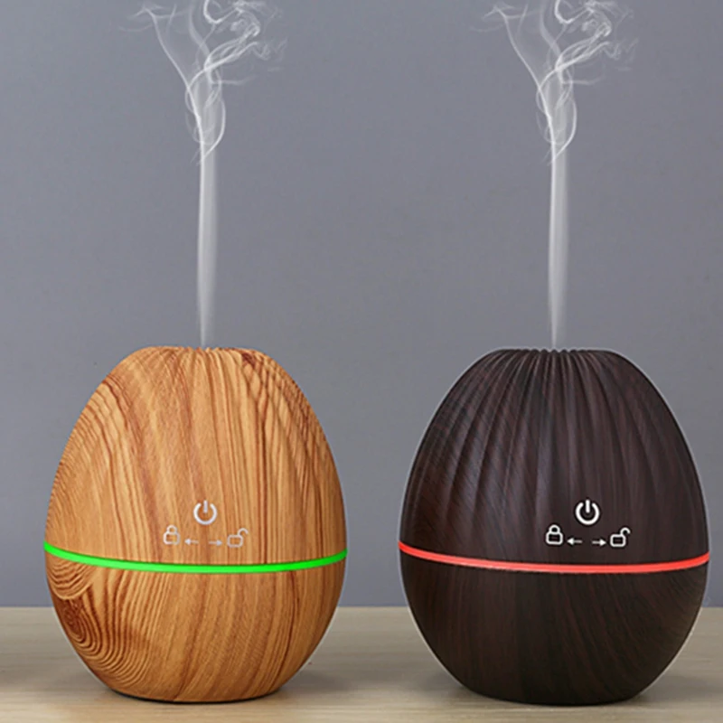 130ML Rugby USB Wood Grain Essential Oil Diffuser Ultrasonic Humidifier Home Aromatherapy Aroma Atomizer with LED