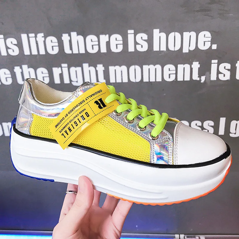 fashion women platform casual shoes mixed colors designer ladies breathable sneakers summer chunky female mesh flats for woman (8)