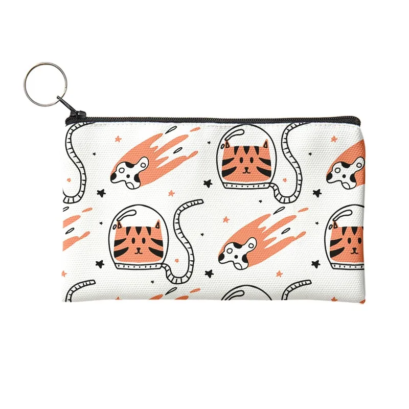 Women and Men Funny Cute Cat And Dog Cartoon Picture Coin Purse Girls Wallet Pouch Zipper Small Canvas Bag