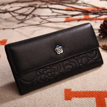 

2020 New Women Genuine Leather Wallets and Purse Cowhide Leather Long Slim Wallet Card Bag Clutch luxury Money wallet