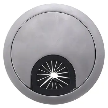 

Fashion-Metal Round Computer Desk Grommet Cable Port Wire Hole Cover 60mm Silver Tone