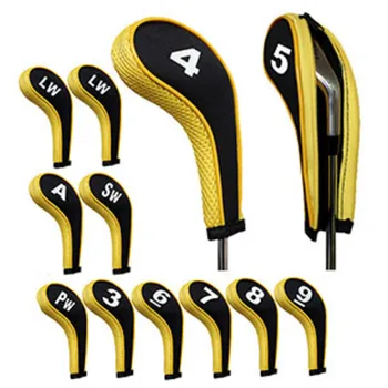 

12 Pcs Golf Club Head Iron Covers Zippered Neoprene Protective Portable Durable Tool SAL99