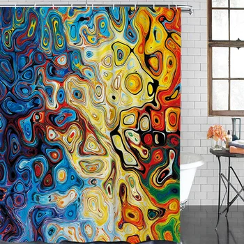 

Abstract Texture Colorful Paint Bathroom Shower Curtain Modern Household Shower Curtain