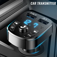 Carro mãos-livres sem fio bluetooth fm transmissor mp3 carregador duplo equipado jogador bluetooth display led duplo usb carregador de carro