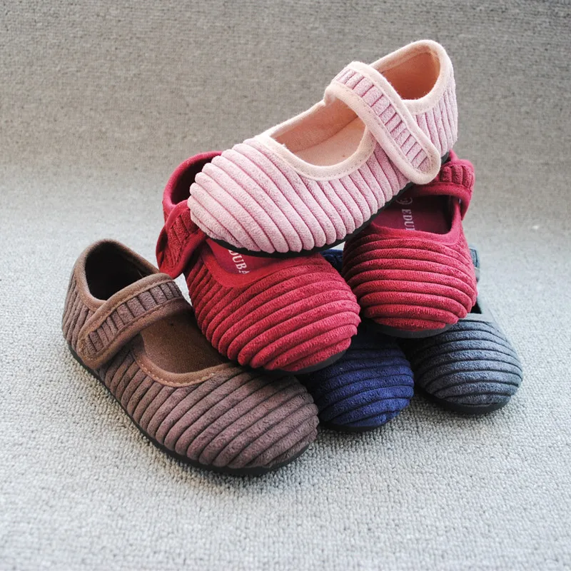 

E-59 GIRL'S Nude Shoes Spring And Autumn Small Fabric Shoes South Korea Suede Velcro Girls Cloth Shoes Soft Bottom Princess Shoe
