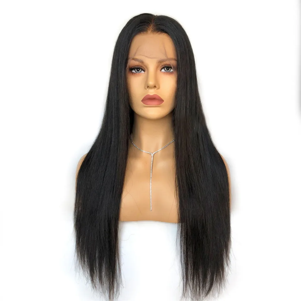 Предварительно вырезанные 13x6 бразильские прямые волосы Синтетические волосы на кружеве человеческих волос парики с детскими волосами для чернокожей женщины 130% 180% Плотность