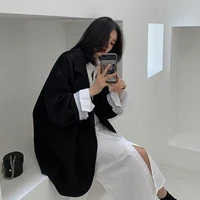 Blezery damskie minimalistyczna jednolita odzież wierzchnia luźna elegancka Retro oficjalna moda główna ulica kobieca na wszystkie mecze wiosna wygodna 5