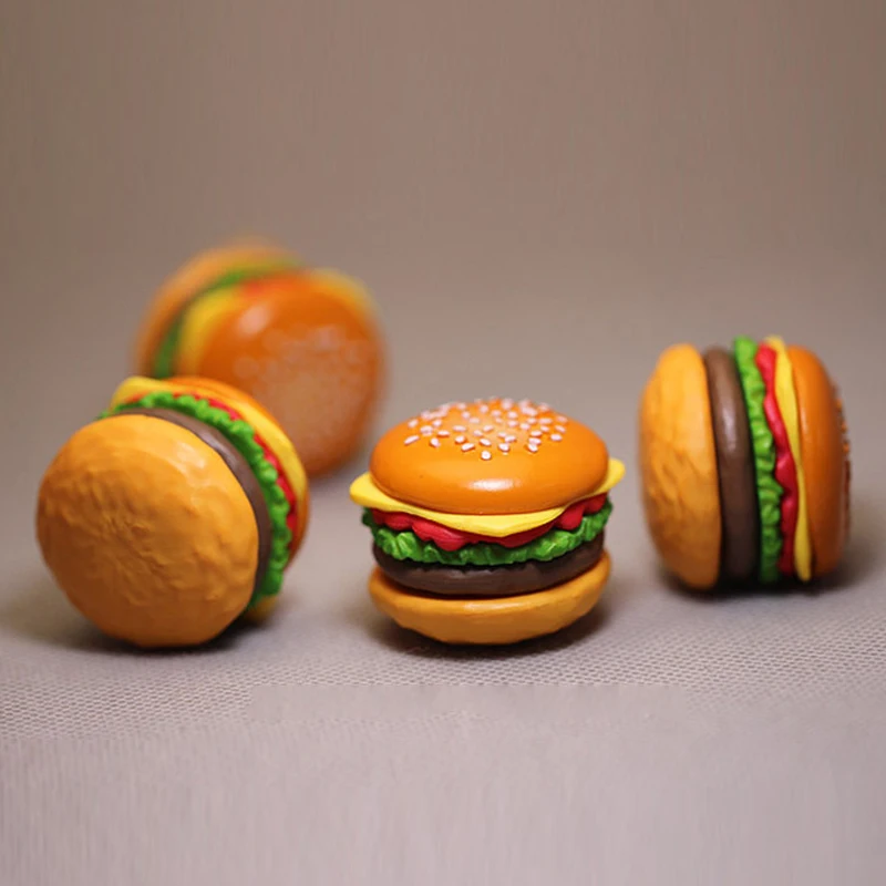 4Pcs/set Mini Simulation Food Hamburger For Kids Doll Accessory Pretend Play Kitchen Toys Dollhouse Miniatures DIY Decoration kitchen toys pretend kitchen toys pretend food toys doll house toys wooden burger toys