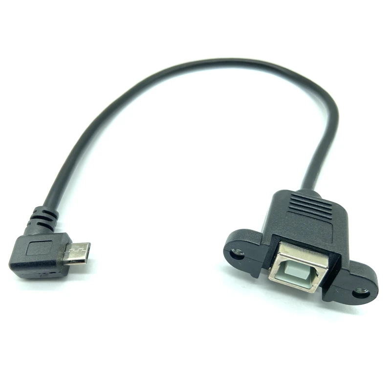 

90 degree Right Micro USB 5pin Male to USB B Female Panel Mount Type Cable 30cm with Screws