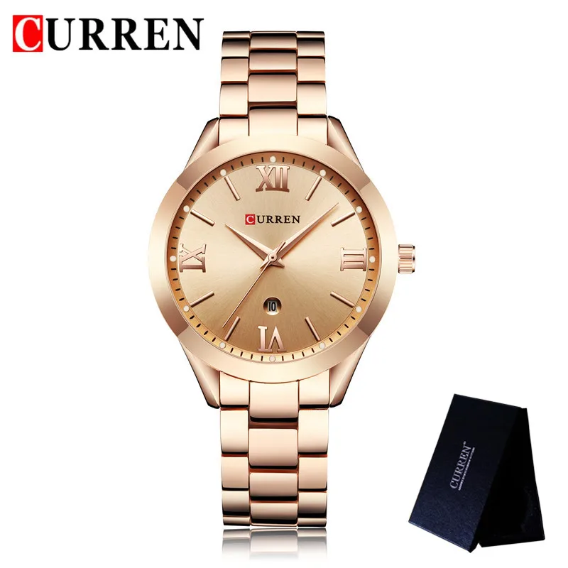 CU900701 with box Relogio Feminino CURREN Модные женские часы Лидирующий бренд роскошные женские часы из нержавеющей стали Классический браслет женские часы 9007 - Цвет: CU900701 with box