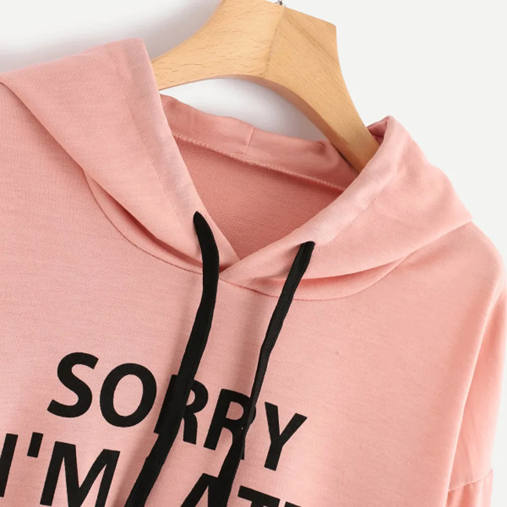 JAYCOSIN Fashion Women O-Neck Hoodie Jumper Long Sleeve Letter Print Unique Beautiful Chic Comfortable Pullover Hoodie Top