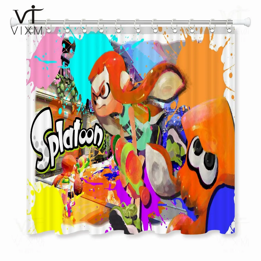 Vixm дома Splatoon ткань занавески для душа водонепроницаемый плесени-доказательство шторы с крючками для ванной 66x72 дюймов