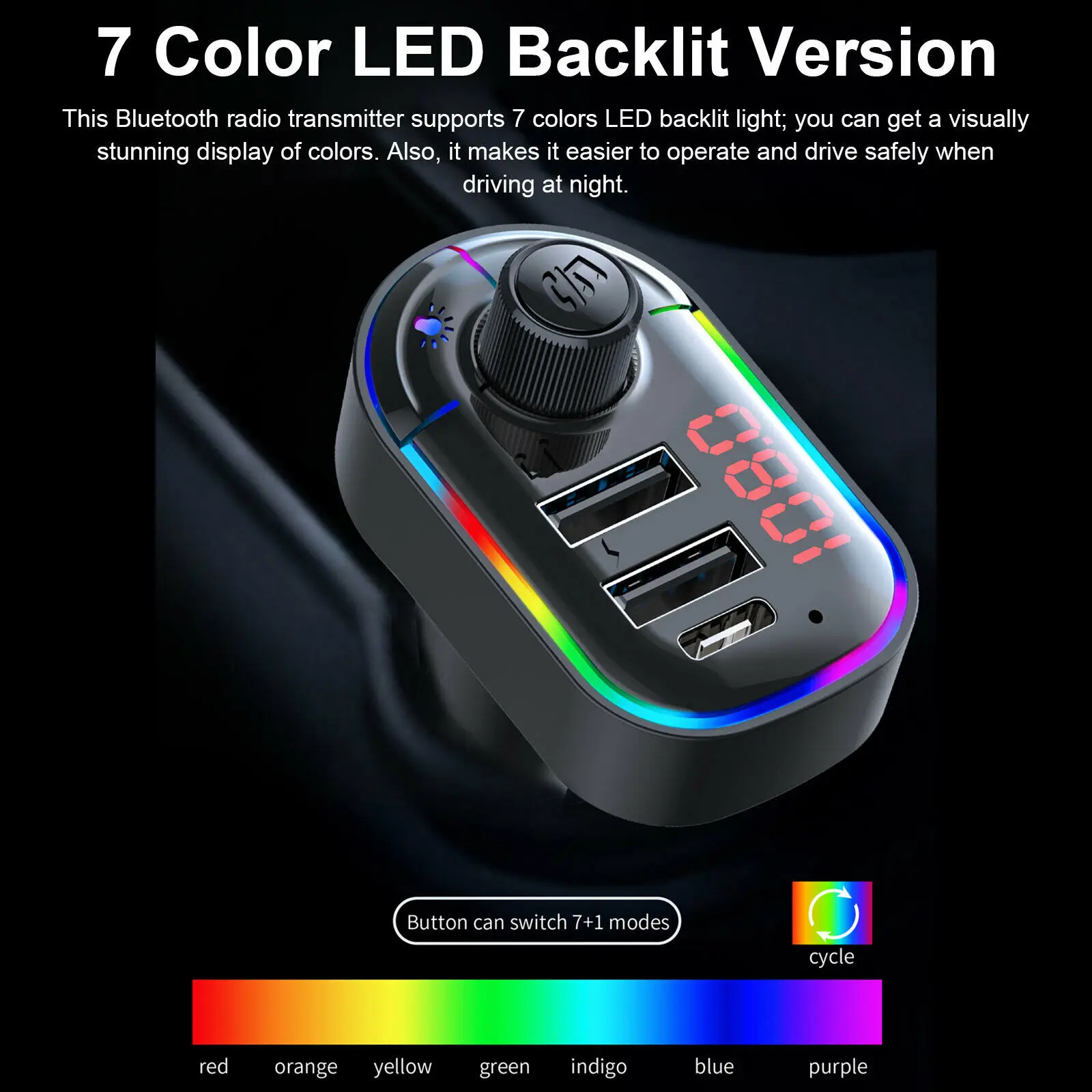   5.0 FM ۽ű ڵ ÷̾ ŰƮ ī   QC3.0  USB а  AUX IN/OUT DC 12/24V
