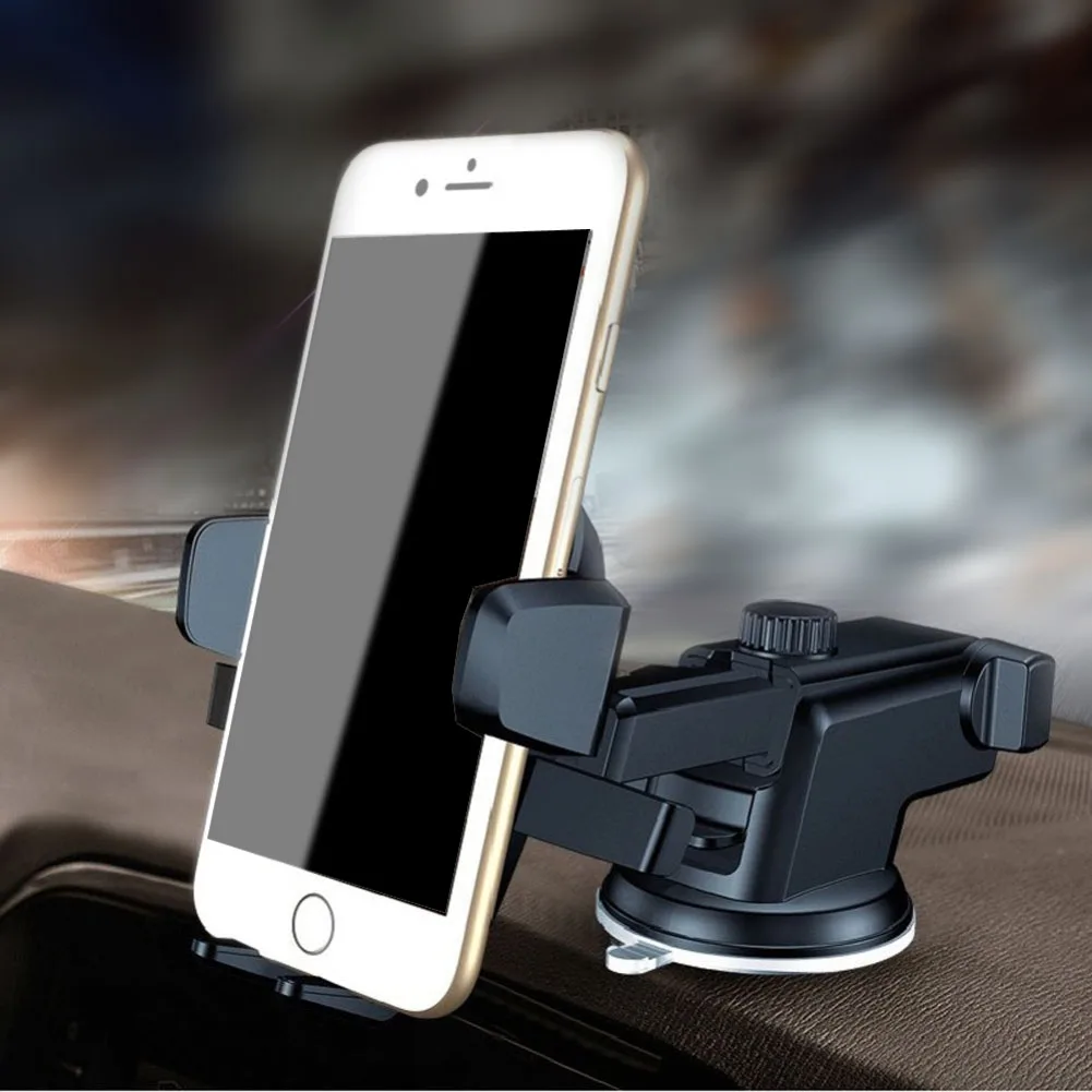 Flexible Car Phone Holder Carbon Fiber Suction Cup Type Windshield Dashboard Mobile GPS Stand Mount for 4&quot to 6.4&quot |