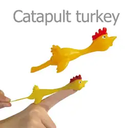 11,5 см практичная Шутка игрушки и новые приколы смешной смех резиновая курица эластичный Летающий индейка пальчиковые птицы липкие