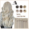 Extensions de cheveux naturels Remy avec clips, 3 pièces, 50g, 100%, Full Shine Lace, couleur ombrée, épingles à cheveux faites Machine ► Photo 1/6