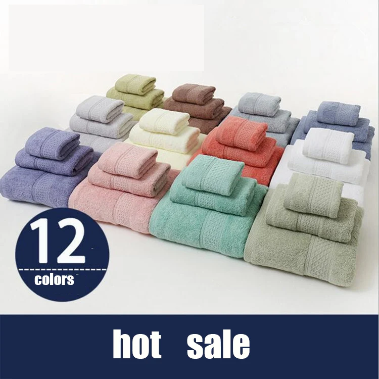 

2019New 3Pieces Set Cotton Towel Set for adults Face Washcloth Hand Towel Bath Towel 100% Combed Cotton Luxury Towels Bathroom