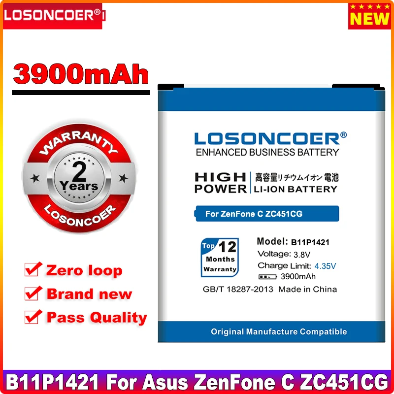 LOSONCOER 3900 мАч B11P1421 Аккумулятор для Asus ZenFone C ZC451CG Z007 Сменные литий-ионные полимерные