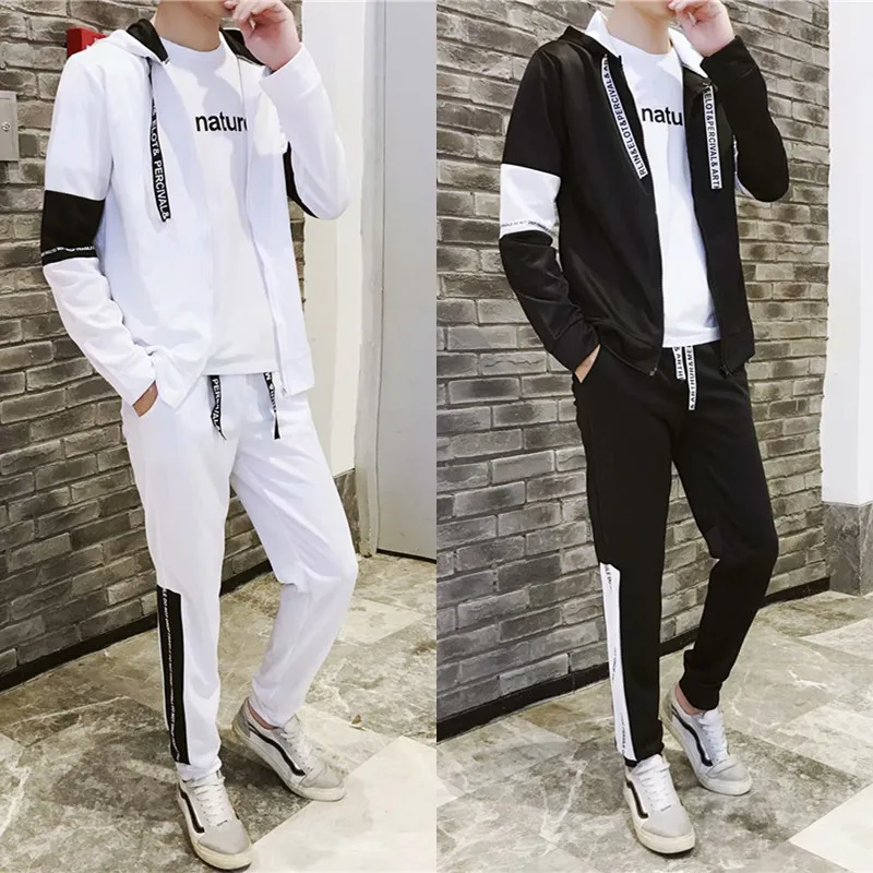 

2019 Autumn New Style Two-Piece Set Japanese-style Korean-style MEN'S Sweater Male STUDENT'S Sports Jackets Hooded Set Trend