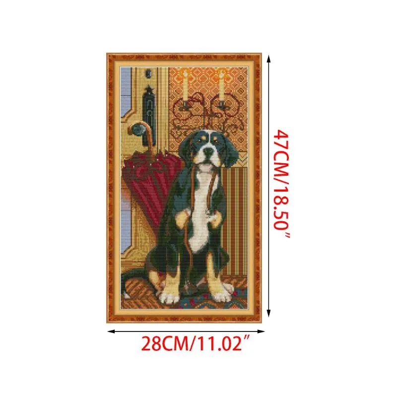 Dog Ready To Go Out DIY Handmade Needlework Counted 14CT Printed Cross Stitch Embroidery Kit Set Home Decoration Q6PE
