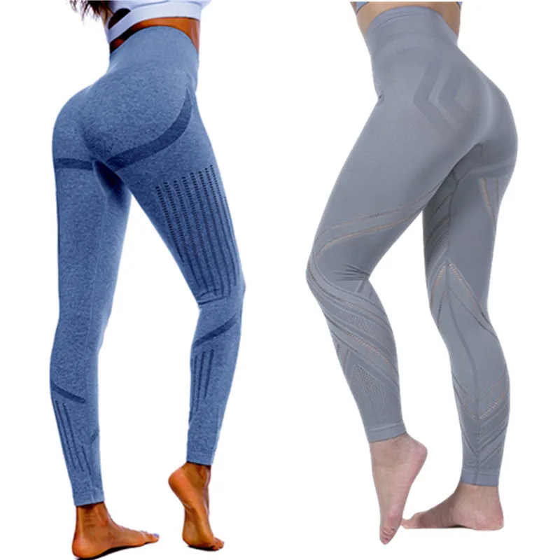

Women Sports Pants High Waist Striped Hip Up Quick Dry Female Workout Wear Running Slimming Pants Gym Leggings Fitnesss Women