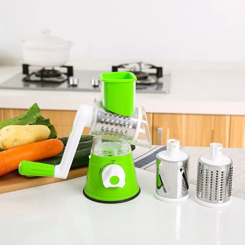 3 in 1 Tabletop Drum Grater, Manual Vegetable Cutter