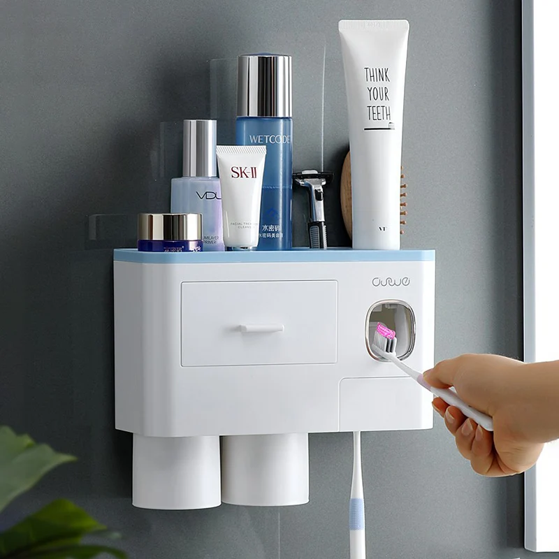 ONEUP держатель для зубных щеток Магнитная Адсорбция перевернутая чашка автоматический диспенсер для зубной пасты для туалета аксессуары для ванной комнаты наборы