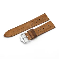 Luxurious Genuine Leather Watch Band Strap with High - Quality Buckle - Blue & Black - 22mm (Orange yellow)