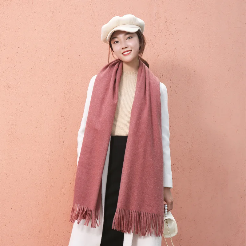 

Faux Cashmere Scarf Female Lattice Japanese Korean Solid Color Fashion Fresh Students Versatile Tassels Shawl Scarf Warm Thicken